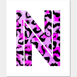 Letter N Watercolour Leopard Print Alphabet Posters and Art